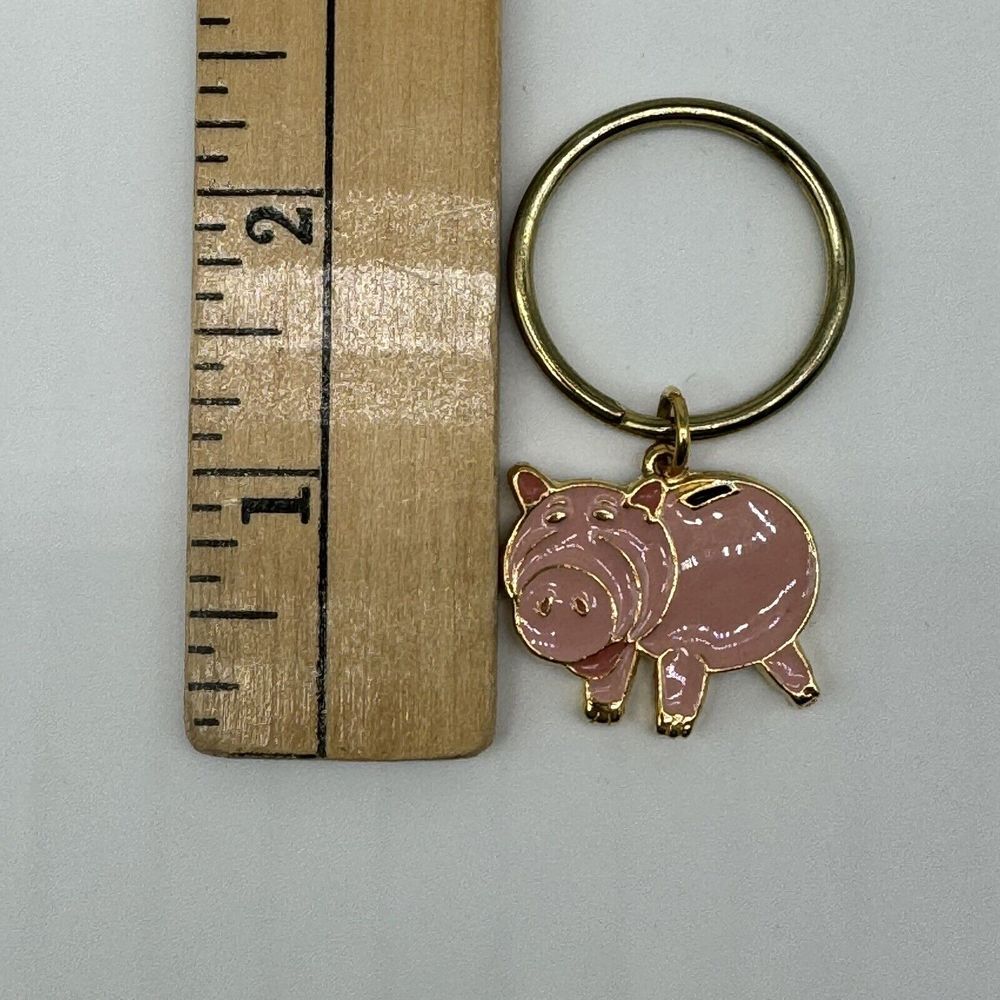Disney Toy Story Hamm Piggy Bank Key Chain Pink/Gold Tone Evil‎ Dr. Porkchop EUC